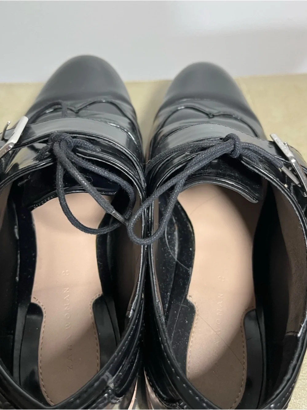 Zara Black Patten Leather Oxford Size 36